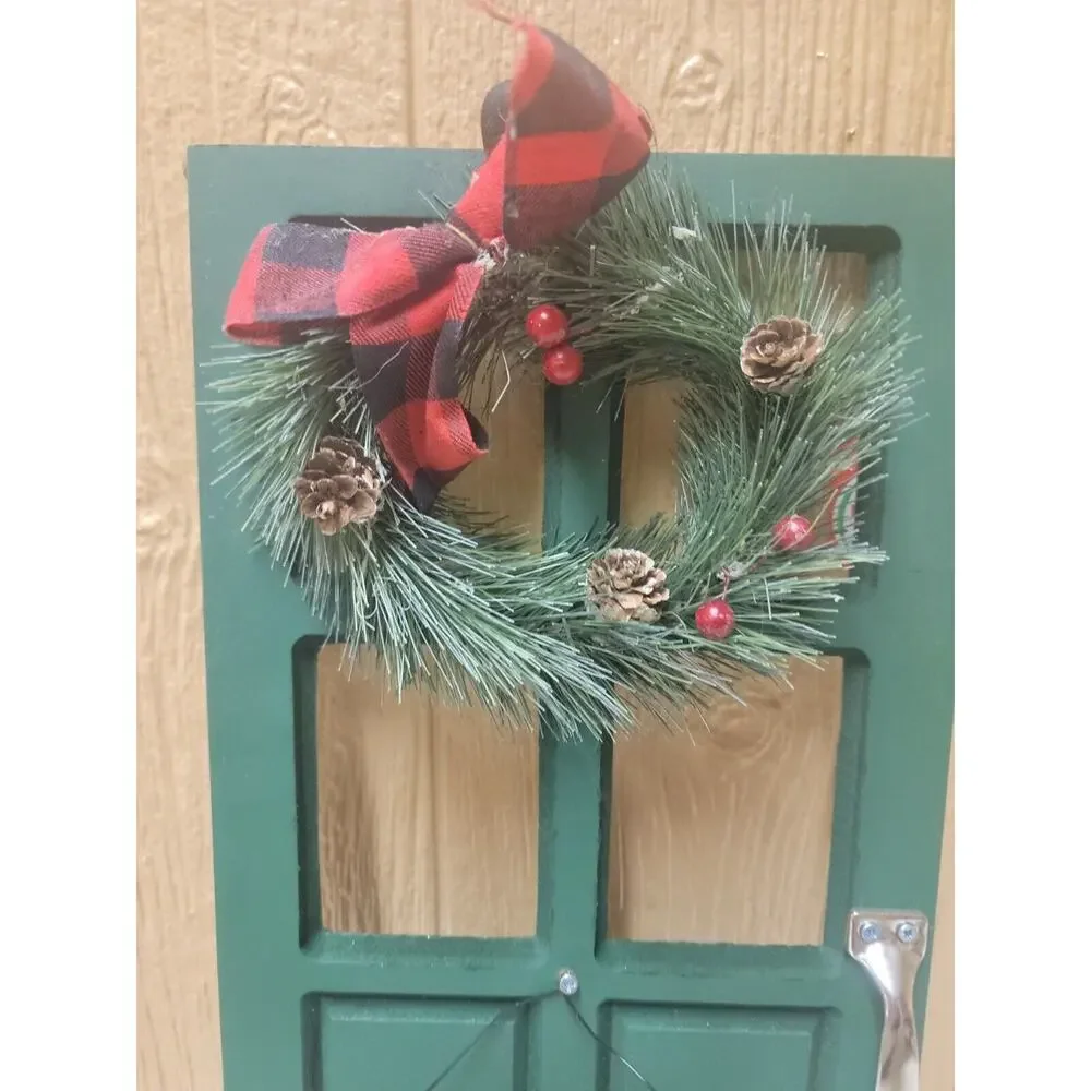 Wooden Christmas Door with Wreath Hanging Door Decor 20